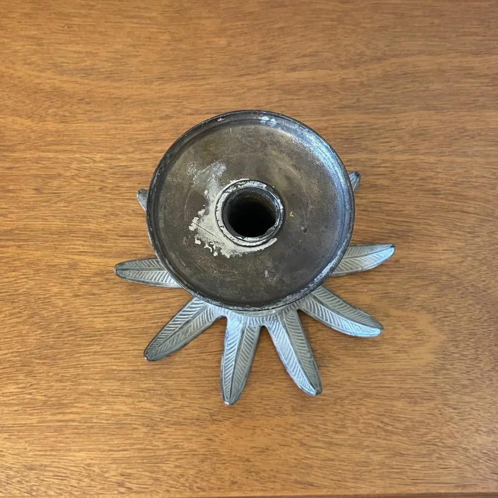 Candle Holder Metal Palm Tree Leaf Pillar Stand